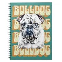 English Bulldog with Retro Font Notebook