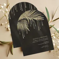 Jewel Palm Leaf Wedding Gold Arch ID830 Invitation