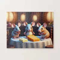 Mouse family at the dining table jigsaw puzzle