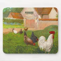 Vintage Chickens And Home Mouse Pad