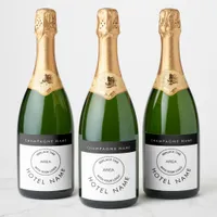 Simple Custom Logo Hotel Name Any Color   Sparkling Wine Label