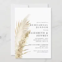 Rustic Earthy Boho Pampas Rehearsal Dinner  Invita Invitation