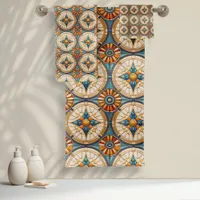 Geometric Moroccan Tile Pattern#2 Teal Gold ID1077 Bath Towel Set