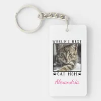 World's Best Cat Mom Paw Prints Photo Frame Keychain