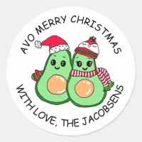 Avo Merry Christmas Avocado Humor Holiday Classic Round Sticker