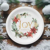 Rustic Winterland Joy Christmas Party Paper Plates