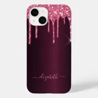 Burgundy drips script Case-Mate iPhone 14 case