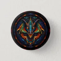 Dragon Stained Glass Mosaic Design Button