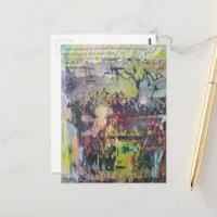 Abstract Green Face Vintage Textbook Collage Postcard