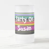 Thin Colorful Stripes - 2 Frosted Glass Beer Mug