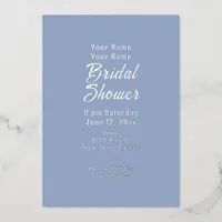 Dusty Blue Modern Minimalist Foil Bridal Shower Foil Invitation