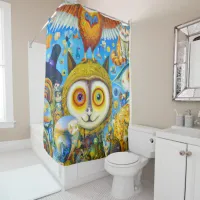 Chaotic and Colorful Fantasy Creatures Dall-E Art Shower Curtain