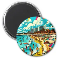 Beach with a Comic Book Pop Art Vibe Magnet