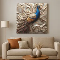 Molten Metallic Bas-Relief Majestic Peacock  Canvas Print