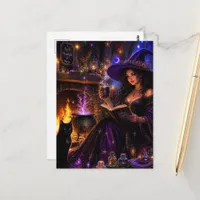 A Gorgeous Witch and her Black Cat Postcard