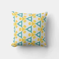 Modern Teal Blue Yellow & White Geometric Pattern Throw Pillow