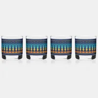 Southwest Sunset Pines Blue Color Whiskey Glass