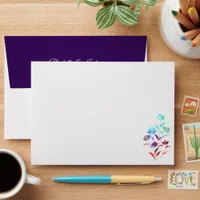 Elegant Watercolor Wildflower Script Wedding Envelope
