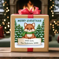 Cute Fox Christmas Custom Gift Sticker