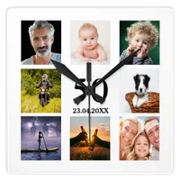 50th birthday photo collage guy square wall clock