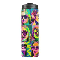 Colorful Abstract Digital Art | Women in Sunglasse Thermal Tumbler