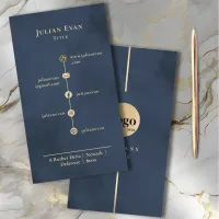 Modern Luxe Artistic Navy Blue and Gold Business Card