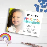 Colorful Text Photo Overlay Preschool Graduation  Invitation