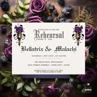 Moody Floral Goth Deep Amethyst Purple Rose Invitation