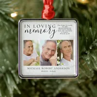 Marble In Loving Memory Photo Memorial Tribute  Metal Ornament