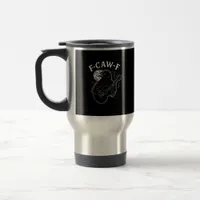 F Caw F Funny Crow Guitar Halloween Vintage Style Travel Mug