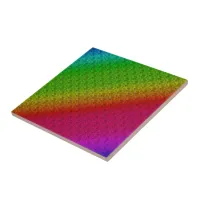 Diag Rainbow Gradient Floral Pattern Red Green Tile