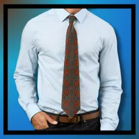 Paisley Pattern Orange Blue Brown  Neck Tie