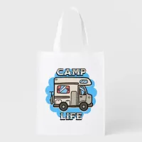 Camp Life | Retro Camper Personalized Grocery Bag