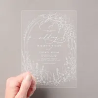 Coquette Woodland Garden Floral Wedding Acrylic Invitations