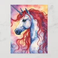 Unicorn With Red Hair Postcard