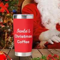 Santa's Christmas Coffee Festive Holiday Red Insulated Tumbler