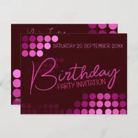 Funky Modern Pink Party Birthday Postcard