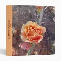 Pretty Peach Prickly Pear Flower 3 Ring Binder