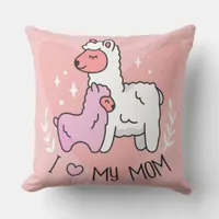 I love my Mom Llamas Throw Pillow