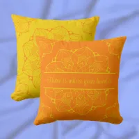 Yellow and Orange Mandala Personalized Throw Pillow