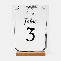 Modern Simple Chic Bow Wedding Table Number Acrylic Sign