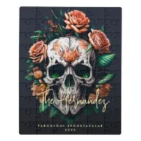 Floral Skull Monogram Faboolous Halloween Jigsaw Puzzle