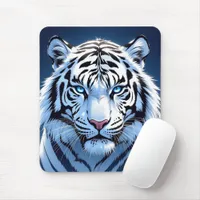 Blue eyed White Tiger Ai Art Mouse Pad