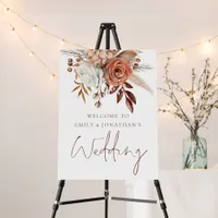 Boho Terracotta Florals Autumn Welcome Wedding Foam Board
