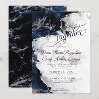 WEDDING | Navy Blue 4 Rose Gold Geode Watercolor 