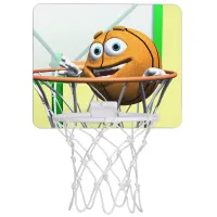 Funny Cartoon Basketball in a Hoop