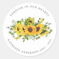 Sunflower Forever in Our Hearts Classic Round Sticker