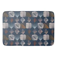 Bold Caribbean Tribal Mudcloth: Navy Blue, Boho Bath Mat