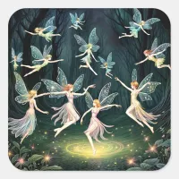 Enchanted Forest Dancing Faeries Square Sticker