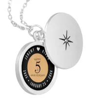 Elegant 5th Wood Wedding Anniversary Celebration Locket Necklace